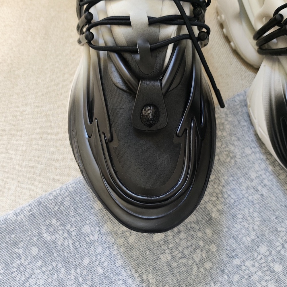 Balmain White and Black Women's Chunky Lace-Up Sneakers - Picture 5 of 13